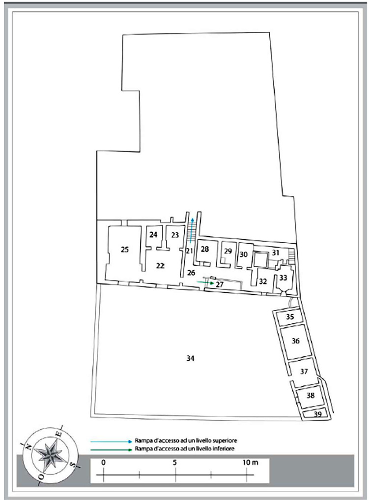 71617 plan second lower level VII.16.17 Pompeii. Casa di Maius Castricius. Plan of second lower level floor.
Plan M. Notomista and E. Piccirilli.
See Varriale I., VII 16, Insula Occidentalis, 17, Casa di Maius Castricius in Aoyagi M., Pappalardo U., 2006. Pompei (Regiones VI-VII) Insula Occidentalis. Napoli: Valtrend, p 427, Tav. 13.